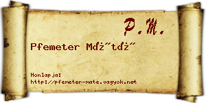 Pfemeter Máté névjegykártya