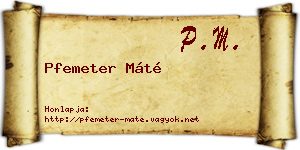 Pfemeter Máté névjegykártya
